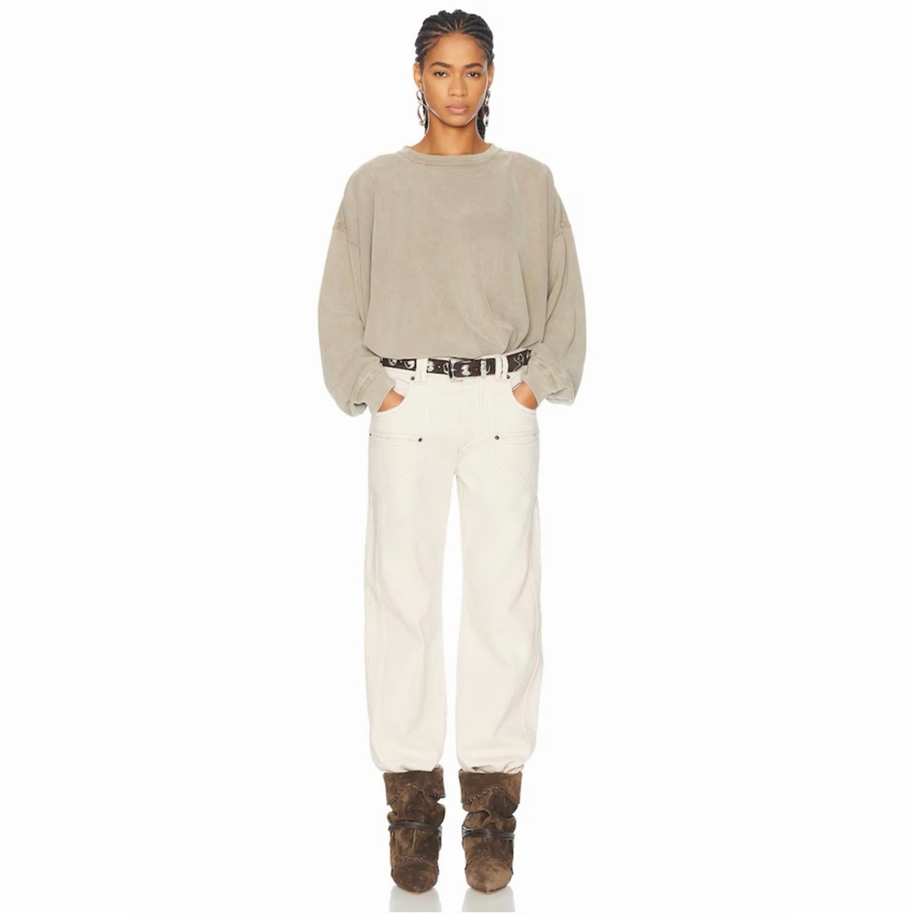 NWT ISABEL MARANT Beryl Straight Leg Jeans in Ecru